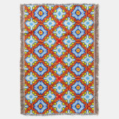 Orangefarbenes und blaues Retrotidenmuster Decke (Vorderseite Vertikal)