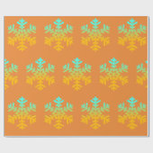 Orangefarbenes und blaues Schneeflockenpapier Geschenkpapier (Flach)