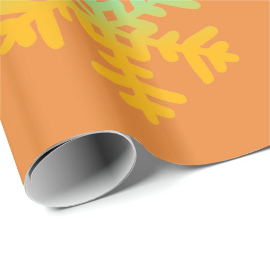 Orangefarbenes und blaues Schneeflockenpapier Geschenkpapier (Rolleneckpunkt)
