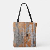 Orangefarbenes und braunes Holzbrett Tasche (Rückseite)