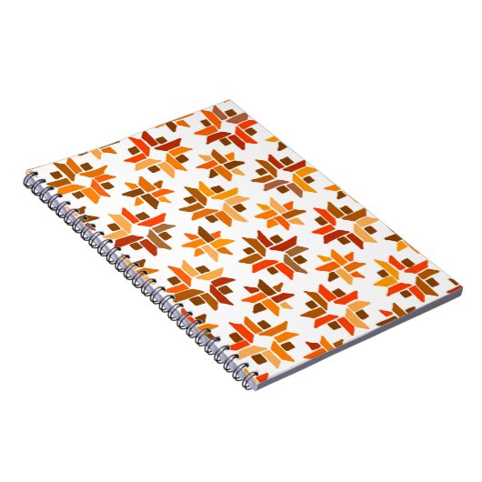 Orangefarbenes und braunes Quilmuster-Notebook Notizblock (Rechte Seite)