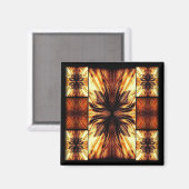 Orangefarbenes und braunes Retromuster Magnet (Vorderseite/Rückseite)