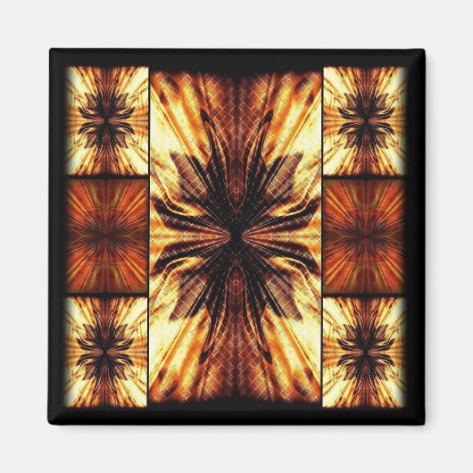 Orangefarbenes und braunes Retromuster Magnet (Vorne)