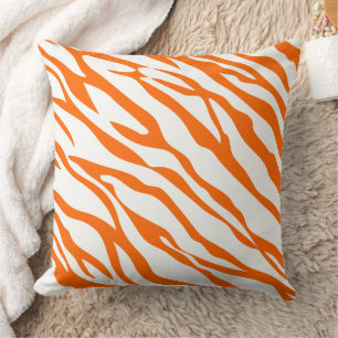 Orangefarbenes und cremefarbenes Zebra-Designkisse Kissen
