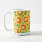 Orangefarbenes und gelbes Blumenmuster Kaffeetasse (Links)