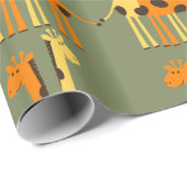 Orangefarbenes und gelbes Giraffenpapier Geschenkpapier (Rolleneckpunkt)