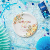 Orangefarbenes und gelbes Hochzeitspapier Pappteller (Party)