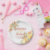 Orangefarbenes und gelbes Hochzeitspapier Pappteller (Party)