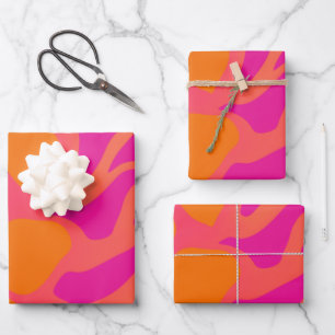 Orangefarbenes und glänzend rosa Foto glänzendes S Geschenkpapier Set