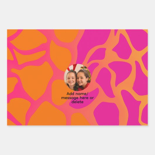 Orangefarbenes und glänzend rosa Foto glänzendes S Geschenkpapier Set (Vorderseite 3)