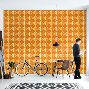 Orangefarbenes und goldenes Lux-Marokkanisches Mus Tapete
