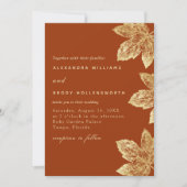 Orangefarbenes und goldenes Rustikales Leaf auf ei Einladung (Vorderseite)