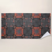 Orangefarbenes und graues Strandtuch (Vorderseite)