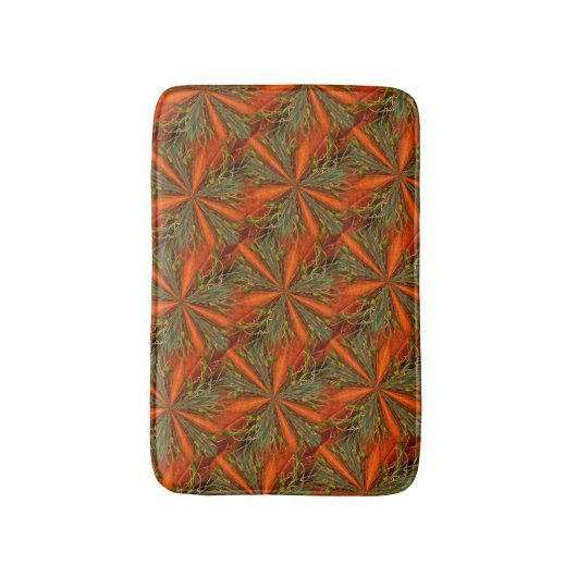 Orangefarbenes und grünes Abstraktes Muster 2 Badematte (Vorderseite Vertikal)