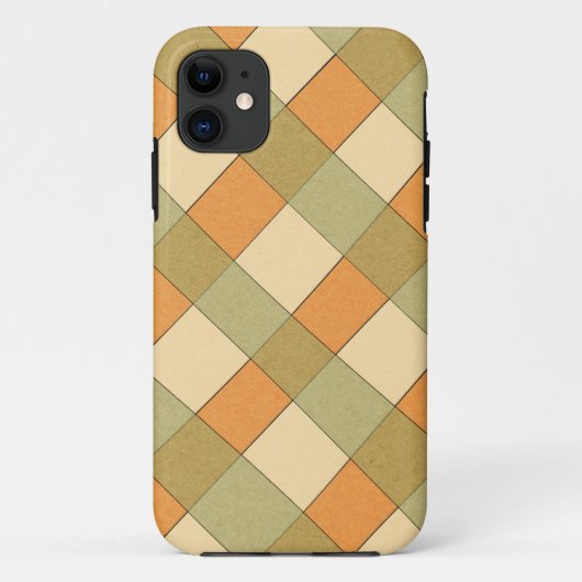 Orangefarbenes und grünes Gitter Case-Mate iPhone Hülle (Rückseite)
