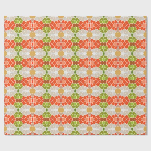 Orangefarbenes und grünes Muster Geschenkpapier (Flach)