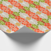 Orangefarbenes und grünes Muster Geschenkpapier (Ecke)