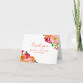 Orangefarbenes und hellrosa Brautparty Dankeskarte (Vorderseite)