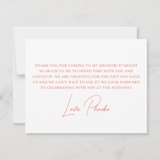 Orangefarbenes und hellrosa Brautparty Flor Dankeskarte (Rückseite)