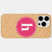 Orangefarbenes und Hot-Pink-griechisches Schlüssel Case-Mate iPhone Hülle (Rückseite (Horizontal))
