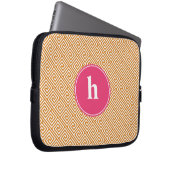 Orangefarbenes und Hot-Pink-griechisches Schlüssel Laptopschutzhülle (Vorne Rechts)