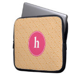 Orangefarbenes und Hot-Pink-griechisches Schlüssel Laptopschutzhülle (Vorderseite Links)