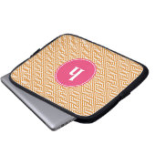 Orangefarbenes und Hot-Pink-griechisches Schlüssel Laptopschutzhülle (Vorne Knopf)