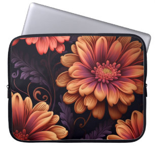 Orangefarbenes und Lila Blume Notebook-Gehäuse Laptopschutzhülle