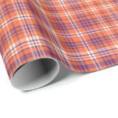 Orangefarbenes und Lila kariertes Verpackungspapie Geschenkpapier (Rolleneckpunkt)
