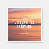 Orangefarbenes und Lila Sonnenuntergang-Foto Serviette (Vorderseite)