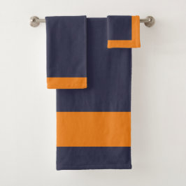 Orangefarbenes und Navy Sport Team Colors Badetuch Badhandtuch Set