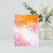 Orangefarbenes und rosa Aquarellfarben-Muster Postkarte (Stehend Vorderseite)