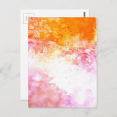 Orangefarbenes und rosa Aquarellfarben-Muster Postkarte (Vorne/Hinten)