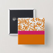 Orangefarbenes und rosa Blumenmuster Button (Vorne & Hinten)