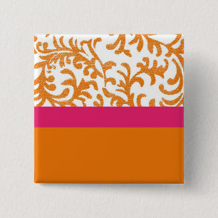 Orangefarbenes und rosa Blumenmuster Button