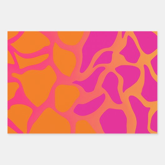 Orangefarbenes und rosa glänzendes Schleifpapier Geschenkpapier Set (Vorderseite 3)