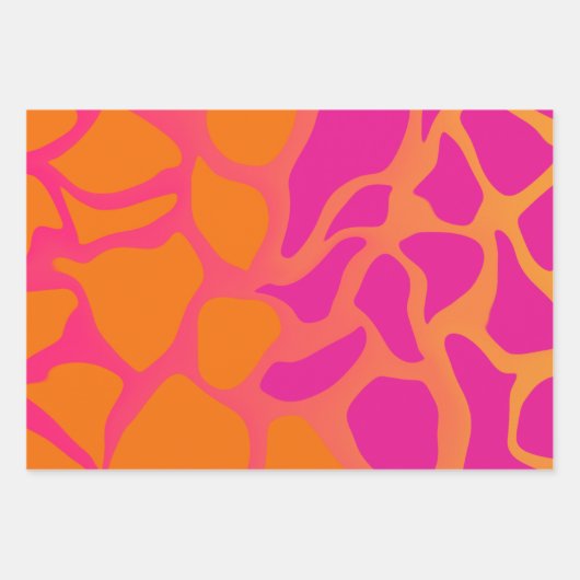 Orangefarbenes und rosa glänzendes Schleifpapier Geschenkpapier Set (Vorderseite)