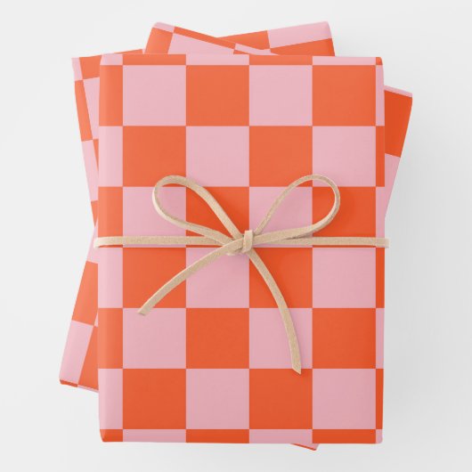 Orangefarbenes und rosafarbenes Prüfmuster Geschenkpapier Set (Beispiel)
