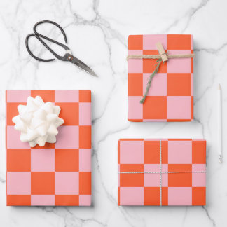 Orangefarbenes und rosafarbenes Prüfmuster Geschenkpapier Set