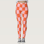 Orangefarbenes und rosafarbenes Prüfmuster Leggings (Vorderseite)
