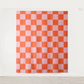 Orangefarbenes und rosafarbenes Prüfmuster Wandteppich (Vorderseite)