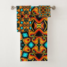 Orangefarbenes und rotes Badetuch-Set Badhandtuch Set