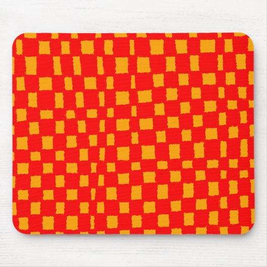 Orangefarbenes und rotes kariertes Prüfplatinenmus Mousepad (Vorne)