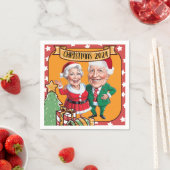 Orangefarbenes und rotes Karikaturendesign Serviette (Beispiel)