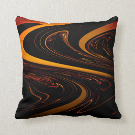 Orangefarbenes und schwarzes abstraktes Kissen