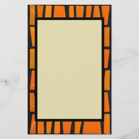 Orangefarbenes und schwarzes afrikanisches Stammes Briefpapier (Vorderseite)