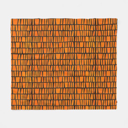 Orangefarbenes und schwarzes afrikanisches Stammes Fleecedecke (Vorderseite (Horizontal))