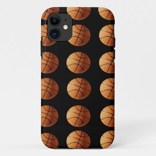 Orangefarbenes und schwarzes Basketballmuster, Case-Mate iPhone Hülle (Rückseite)