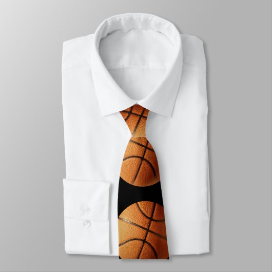 Orangefarbenes und schwarzes Basketballmuster, Krawatte (Gebunden)