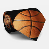 Orangefarbenes und schwarzes Basketballmuster, Krawatte (Gerollt)